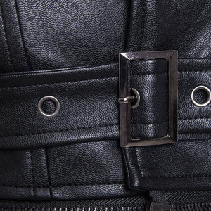 Chaqueta de cuero informal para hombre al por mayor con estilo de calle, nuevo diseño de moto, chaqueta lateral con cinturón de fabricante - Product Image 3