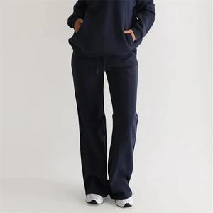 Pantalon gris en coton taille haute élastique coupe bootcut anti-plis style décontracté ample tendance Y2K pour femme - Product Image 3