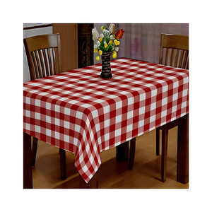 Nappe élégante en coton à carreaux rouges et blancs 140x240cm 210 GSM avec bordure rouge unie pour la restauration hôtelière, les décorations en gros et les spas - Product Image 6