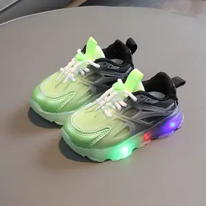 Tênis infantil para meninas e meninos meias luminosas de malha LED esportivas para corrida sapatos infantis iluminados