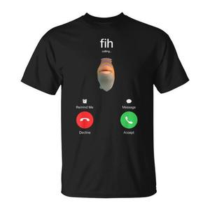 T-shirt simpatica con meme del pesce che pronuncia male il nome del telefono, per tutti - Product Image 1