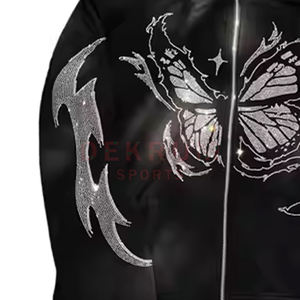 เสื้อฮู้ดผู้ชายฤดูหนาวคุณภาพสูงแบบกำหนดเอง ประดับด้วยคริสตัล-ดีไซน์ใหม่ ราคาขายส่ง รับทำสีและโลโก้ตามสั่ง - Product Image 4