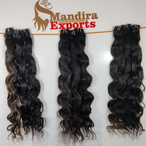 100% brut vierge naturel noir couleur cheveux humains non transformés Bodywave faisceaux indien Temple Extensions de cheveux humains - Product Image 5