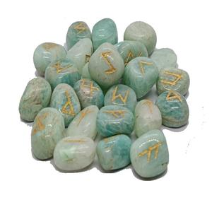 Piedra de amazonita natural al por mayor, juego de runas caídas, piedras preciosas de cristal estilo Feng Shui para curar piedras de runas minerales - Product Image 2