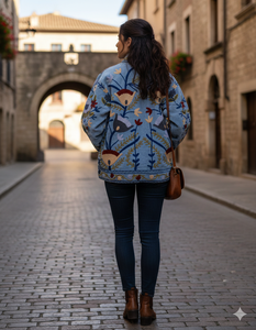 Veste d'hiver décontractée réversible en velours brodé Suzani, écologique, avec doublure en coton, design respirant pour femmes - Product Image 2