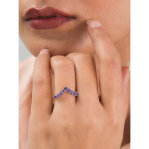 Bague ajustable en argent sterling 925 avec améthyste de synthèse, design vintage tendance incrusté en forme de cœur, 1,72 g - Product Image 3