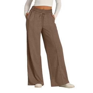 Pantalons de survêtement décontractés pour femmes, taille haute, coupe droite, taille élastique, été, devant plat, polaire, séchage rapide et respirant, pantalon de yoga décontracté - Product Image 2