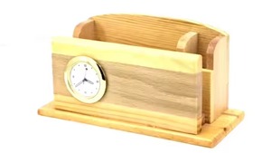Organisateur de bureau en bois pour exportateur indien avec horloge en métal, parfait pour la configuration du bureau ou les cadeaux d'entreprise, disponible en vente - Product Image 3