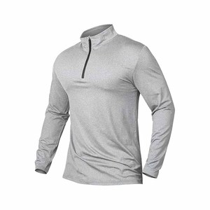 Men's Quick Dry Long Sleeve Quarter Zip <b>Athletic</b> Running Shirt - Product Image 4