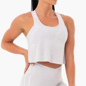 Camiseta sin mangas recortada personalizada para mujer, chaleco Formal transpirable ajustado de cintura alta con parte inferior corta elástica sin mangas, estilo informal - Product Image 2