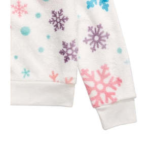 Ropa para Niñas Pequeñas de Evy of California, Talla Pequeña, Top Beige con Estampado de Copos de Nieve, Diseño de Felpa - Product Image 3