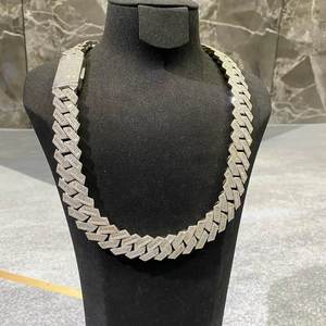 Cadena de eslabones cubanos de 18mm, corte Baguette, moissanita, diamante, Hip Hop, joyería de eslabones, abalorio para cadenas finas, collares, Plata de Ley 925 - Product Image 1