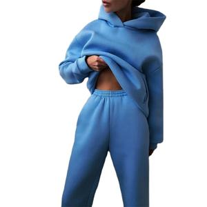 Nouvel ensemble survêtement femme : pantalon de jogging et sweat à capuche en polyester ou 100 % coton personnalisable 2026 - Product Image 1