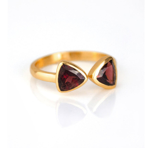 แหวนโกเมนล้านล้านตัด925เงินสเตอร์ลิงชุบทองหรูหราขายส่งทำด้วยมือเครื่องประดับโกเมนสำหรับผู้หญิง - Product Image 3