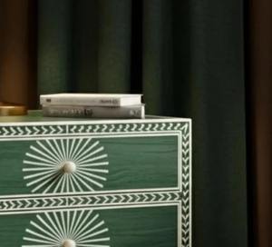 Designer Green and White Bone Inlay Multi Drawer <b>Cabinet</b> Handcrafted Storage Furniture for Home Decoration At Reasonable Price - Product Image 2