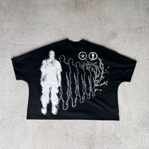 Fabricant T-shirt oversize Boxy à épaules tombantes Cartoon Pictures T-shirt personnalisé Heavyweight Distressed Cropped Boxy Fit Tshirt - Product Image 1