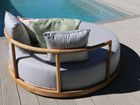 Cama de Día Moderna Personalizada para Exteriores Jayes, Hecha de Madera de Teca Sólida con Cojín Suave, Acabado Natural