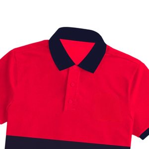 <b>Mens</b> <b>Red</b> and Navy Color Block <b>Polo</b> <b>Shirt</b> Stylish Casual Wear Comfortable Cotton Fabric for Everyday Use - Product Image 4