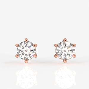 ต่างหูเพชรโมอิสซาไนต์ทรงกลมทอง 14K ดีไซน์หกขา - Product Image 6