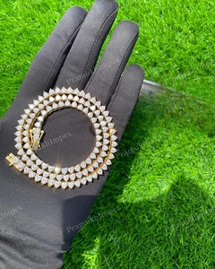 4MM VVS Moissanite Diamant Personnalisé en Forme de Coeur Chaîne de Tennis Hip Hop Personnalisé Argent Sterling Jaune Rose Plaqué Or Blanc - Product Image 2