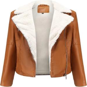 Manteau long pour femme en cuir marron de haute qualité, double boutonnage, doublure en fourrure et ceinture décontractée pour l'extérieur - Product Image 2