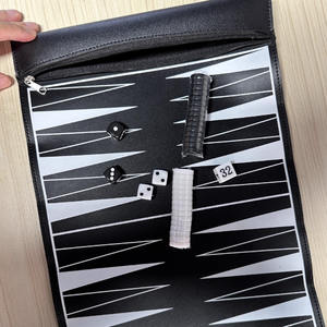 New Customized Handmade Portable Smart Soft <b>Traveling</b> PU Leather Foldable Roll-up <b>Backgammon</b> Luxury Game <b>Set</b> for Outdoor Party - Product Image 1