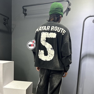 Personnalisé 100% coton mélangé polaire lavage à l'acide imprimé pull basiques respirant léger soleil-fané décontracté hiver sweats - Product Image 2