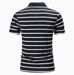 เสื้อยืดโปโลลายทางแขนสั้นของผู้ชายขายส่ง - Product Image 5