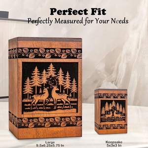 Urnes de cerf en bois pour cendres humaines Urnes de crémation pour hommes adultes, Urne funéraire Urne décorative, Urne funéraire Urne en bois pour cendres humaines - Product Image 5