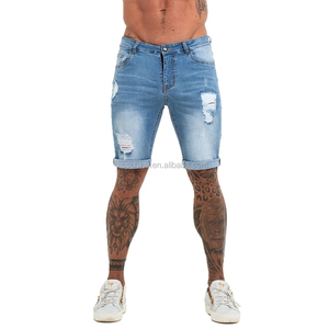 Shorts d'été décontractés grande taille pour hommes, jeans en jean taille moyenne à jambe droite déchirés, jeans déchirés grande taille décontractés pour hommes, vente en gros - Product Image 5