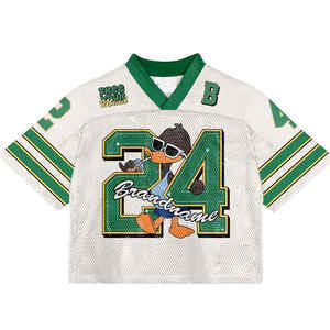 Camiseta de fútbol a la moda, ropa de calle personalizada, diseño de bordado, camiseta de fútbol americano retro con malla y logotipo - Product Image 1