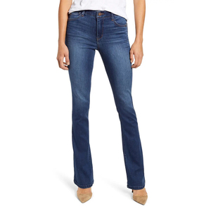 Vente en gros de pantalons skinny décontractés taille haute en denim pour femmes de couleur unie droite pour l'été Service OEM disponible - Product Image 1
