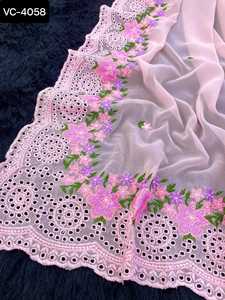 Las mujeres más hermosas usan colecciones y blusa de Sari de trabajo de bordado pesado hermoso estilo Bollywood pesado con precio bajo - Product Image 5