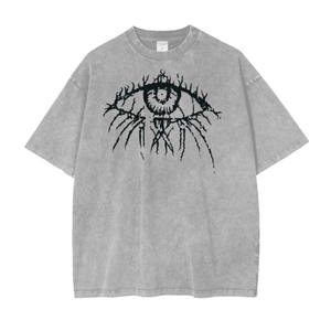 เสื้อยืดโชว์ไหล่โอเวอร์ไซส์สำหรับผู้ชายผ้าคอตตอนซักซิลค์สกรีนผ้าฝ้าย100% พิมพ์ลายเฮฟวีเวตผ้าถัก - Product Image 3