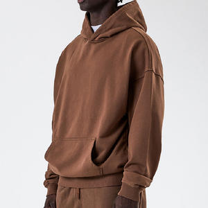 100% coton blanc épais haute qualité polaire surdimensionné français éponge à capuche pour hommes Vintage lavage à l'acide sweats à capuche lourds - Product Image 1