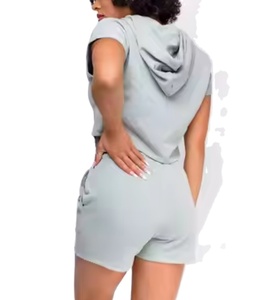 Top corto de gimnasio de alta calidad, sudaderas con capucha para mujer, conjunto de pantalones cortos de dos piezas personalizados, camiseta para mujer y chándal corto de gran tamaño 2026 - Product Image 5