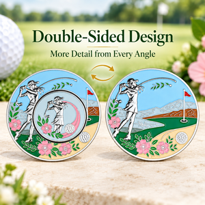 Marqueur de balle de golf magnétique double face avec marqueur central amovible de 25 mm en métal émaillé, cadeau pour tournoi de golf - Product Image 3