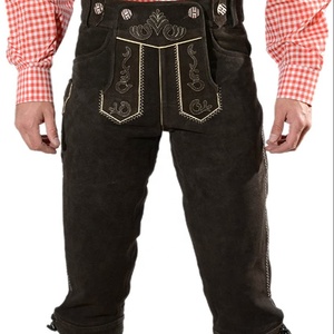 Elegante Lederhosen bávaro, Kniebund Hosen, Hombres Ledersosen Trachten Lederhosen Pantalones de cuero con tirantes 2025 - Product Image 1
