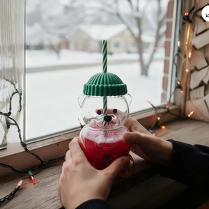 Vaso <span class=keywords><strong>de</strong></span> Vidrio con Pajita para Café Frío, Diseño <span class=keywords><strong>de</strong></span> Oso <span class=keywords><strong>de</strong></span> Peluche, Estilo Lindo, Color Verde Limitado 2025, para <span class=keywords><strong>Starbucks</strong></span> Bearista - Product Image 4