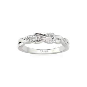 Jeulia Hercules Knot Twist Pave Wedding Band-Fashion Rhodium-Plated Alloy <b>Ring</b> for Women - Product Image 3