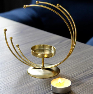 Candelero de luz de té con acabado dorado de forma única, centro de mesa decorativo para boda, otros candelabros, tarros de velas - Product Image 2