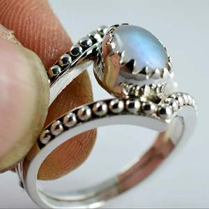Rainbow Moonstone 925 Sterling Silver Handmade Statement Ring Men's Boho June Birthstone Jewelry Perfect Gift for Her Birthday - Product Image 5