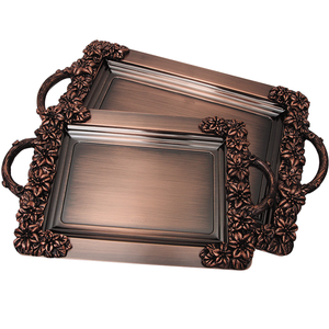 Bandeja de servicio de acabado antiguo de diseño exclusivo, gran oferta, bandeja decorativa hecha a mano, bandeja de Metal para servir desayuno de uso multiusos - Product Image 3