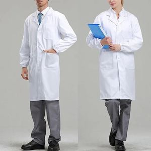 Professional Nurse Hospital Uniforms <b>Long</b> <b>Sleeve</b> Lab Coat 100% Polyester Women <b>Men</b> Unisex Scrub Label Doctor Uniform <b>White</b> Lab - Product Image 2