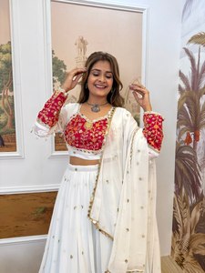 Lehenga Choli Exclusif pour Femmes, Style Moderne, Modèle Réel, Tissu Georgette, Broderie, Travail de Miroir, Réversible, Mariage, Diwali - Product Image 6