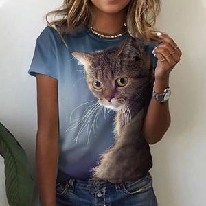 T-shirt à manches courtes avec impression 3D pour femmes, col rond, t-shirts vintage, vêtements confortables - Product Image 6