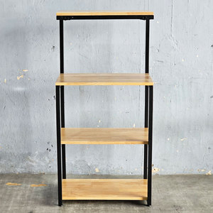 Étagère pour micro-ondes KVS68005 60x40x122cm en bois de caoutchouc massif avec structure en fer - Product Image 3