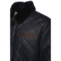 Veste bomber classique de haute qualité Silo Sports B3 pour homme en cuir de mouton, col en fourrure de renard, taille plus, fermeture éclair noire, tricotée