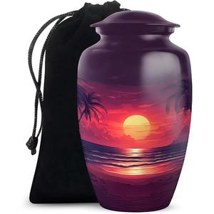 Nuevas urnas de cremación de metal más vendidas con diseño Sunset para cenizas humanas con servicio personalizado disponible del exportador indio - Product Image 1