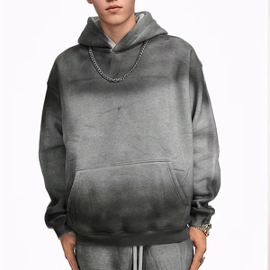 Sudadera con capucha completa personalizada para hombre, jersey de gran tamaño lavado con ácido, serigrafía, sudaderas con capucha desgastadas ajustadas para hombre, venta al por mayor personalizada - Product Image 1